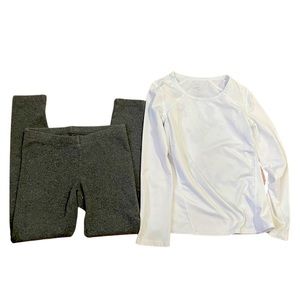 Girls Danskin Cat & Jack leggings top long sleeve gray white spandex size medium